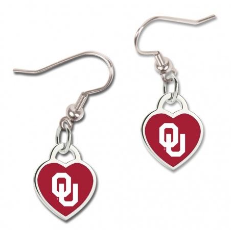 University of Oklahoma 3D Heart Dangle Earrings