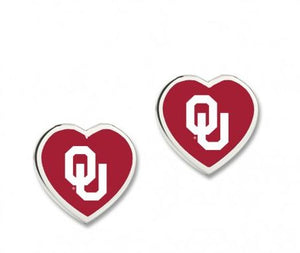 University of Oklahoma 3D Heart Post Earrings