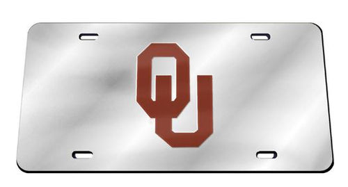 University of Oklahoma Logo Silver Acrylic License Plate