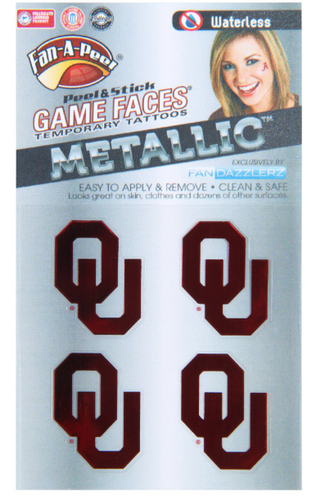 University of Oklahoma Waterless Metallic Tattoo - 4 pack