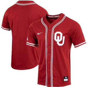 University of Oklahoma Mens Replica Baseball Full Button Jersey Red
